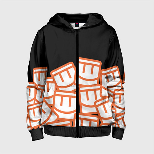 Детская толстовка на молнии Куча смайликов из REC ROOM / 3D-Черный – фото 1