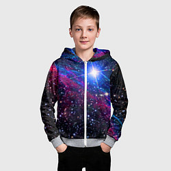 Толстовка на молнии детская Открытый космос Star Neon, цвет: 3D-меланж — фото 2