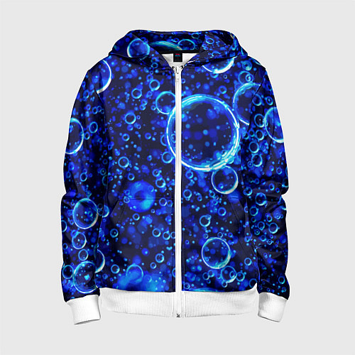 Детская толстовка на молнии Пузыри воздуха в воде Pattern / 3D-Белый – фото 1