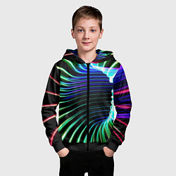 Толстовка на молнии детская Portal Fashion pattern Neon, цвет: 3D-черный — фото 2