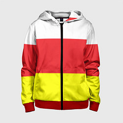 Толстовка на молнии детская СЕВЕРНАЯ ОСЕТИЯ РЕСПУБЛИКА, цвет: 3D-красный