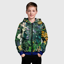 Толстовка на молнии детская Цветы Темный Сад, цвет: 3D-синий — фото 2