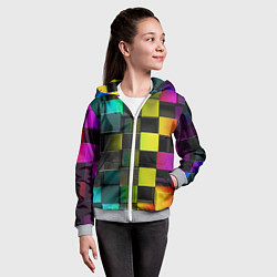 Толстовка на молнии детская Colored Geometric 3D pattern, цвет: 3D-меланж — фото 2