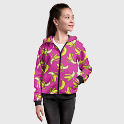 Толстовка на молнии детская Banana pattern Summer Color, цвет: 3D-черный — фото 2