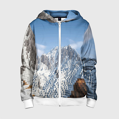 Детская толстовка на молнии Minecraft Mountains Video game / 3D-Белый – фото 1