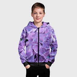 Толстовка на молнии детская Фиолетово-сиреневые цветы, цвет: 3D-черный — фото 2