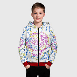 Толстовка на молнии детская Rose Stripes, цвет: 3D-красный — фото 2