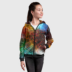 Толстовка на молнии детская Portal - Neon Space - туннель из энергетических па, цвет: 3D-черный — фото 2