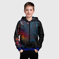 Толстовка на молнии детская Радужные цветы, цвет: 3D-синий — фото 2