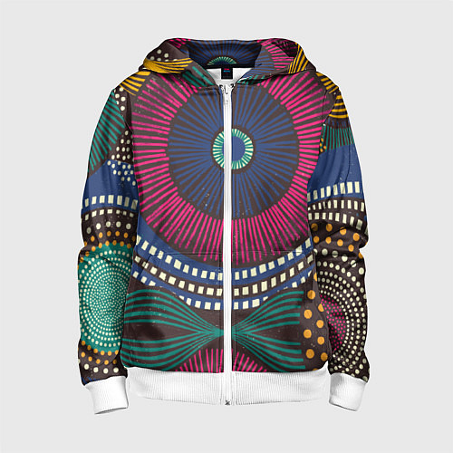 Детская толстовка на молнии Африка Орнамент / 3D-Белый – фото 1