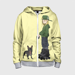 Детская толстовка на молнии Девочка и собака-улыбака