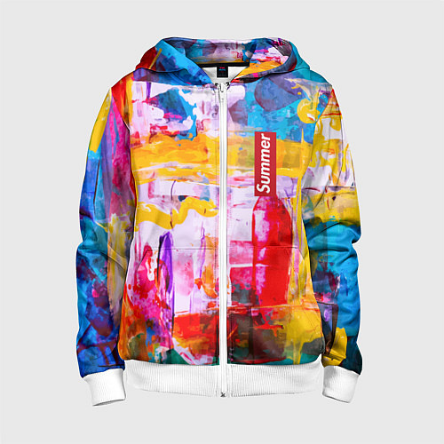 Детская толстовка на молнии Импрессионизм Лето Абстракция Impressionism Summer / 3D-Белый – фото 1