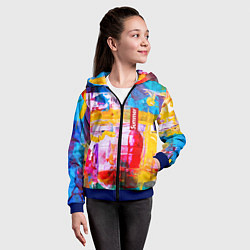 Толстовка на молнии детская Импрессионизм Лето Абстракция Impressionism Summer, цвет: 3D-синий — фото 2
