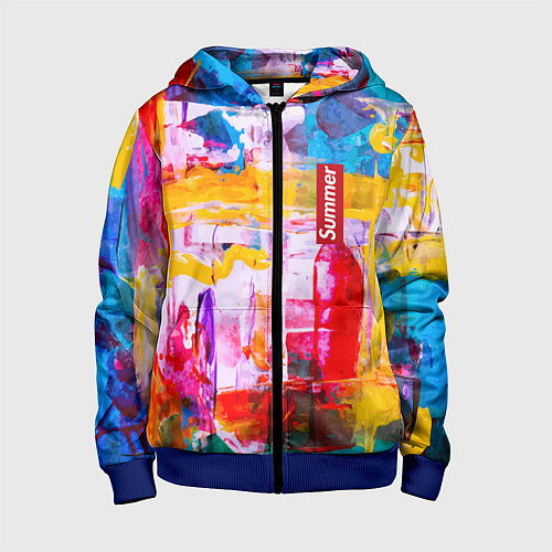Детская толстовка на молнии Импрессионизм Лето Абстракция Impressionism Summer / 3D-Синий – фото 1