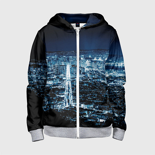 Детская толстовка на молнии Ночной город night city / 3D-Меланж – фото 1