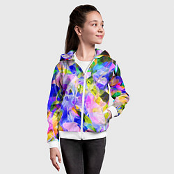 Толстовка на молнии детская Красочный цветочный узор Весна - Лето 2023 Colorfu, цвет: 3D-белый — фото 2
