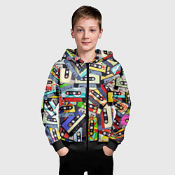 Толстовка на молнии детская ТЕКСТУРА АУДИОКАССЕТ, цвет: 3D-черный — фото 2