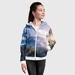 Толстовка на молнии детская Горы Лес Солнце, цвет: 3D-белый — фото 2