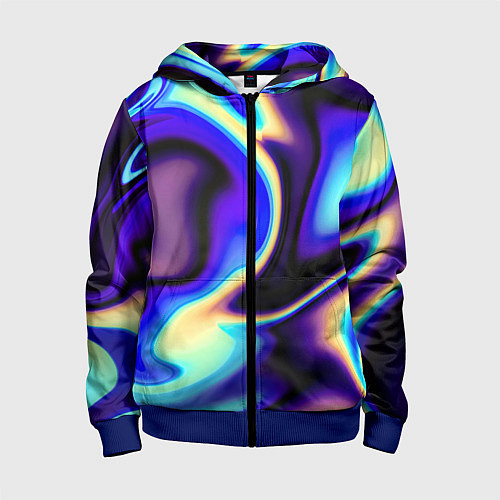Детская толстовка на молнии Цветовая абстракция / 3D-Синий – фото 1