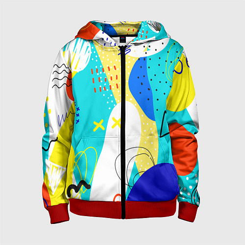Детская толстовка на молнии ABSTRACT COLORED GEOMETRIC SHAPES / 3D-Красный – фото 1