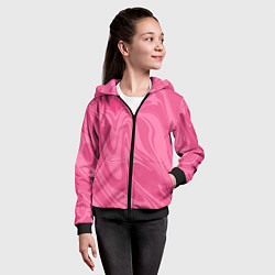 Толстовка на молнии детская РОЗОВЫЕ РАЗВОДЫ КРАСКИ МРАМОРНЫЙ, цвет: 3D-черный — фото 2