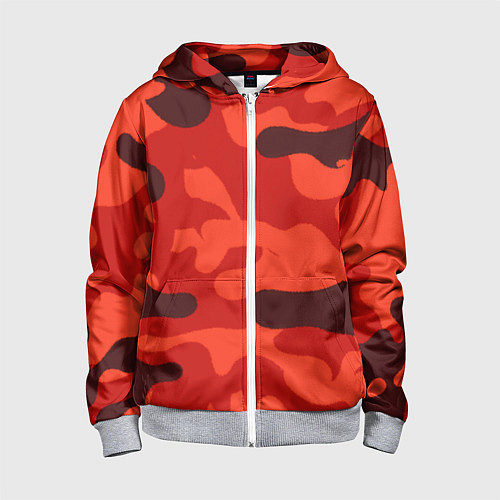 Детская толстовка на молнии Рыжий камуфляж Огонь Пятна / 3D-Меланж – фото 1