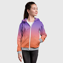Толстовка на молнии детская Трендовый красно-фиолетовый градиент, цвет: 3D-меланж — фото 2