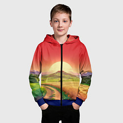 Толстовка на молнии детская Дорога к солнцу, цвет: 3D-синий — фото 2