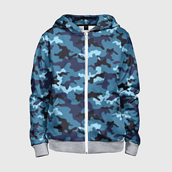 Толстовка на молнии детская Камуфляж Тёмно-Синий Camouflage Dark-Blue, цвет: 3D-меланж