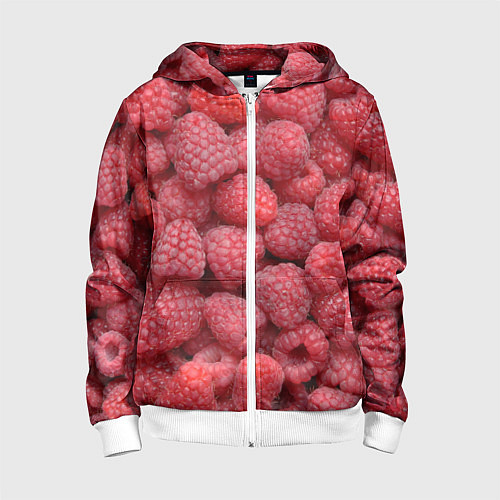 Детская толстовка на молнии Малина - ягоды / 3D-Белый – фото 1