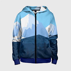 Толстовка на молнии детская Горы, лес, канатная дорога, цвет: 3D-синий