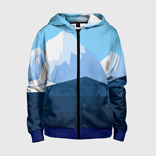 Детская толстовка на молнии Горы, лес, канатная дорога / 3D-Синий – фото 1