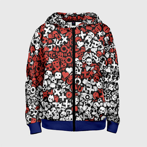 Детская толстовка на молнии Красно-белые знаки LDR / 3D-Синий – фото 1