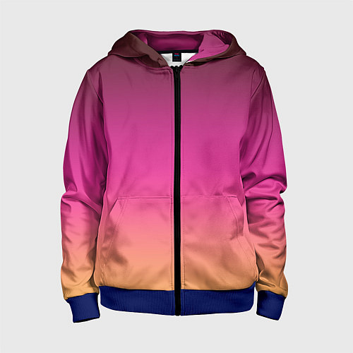 Детская толстовка на молнии Оранжево-пурпурный градиент / 3D-Синий – фото 1