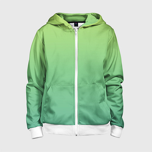 Детская толстовка на молнии Shades of Green GRADIENT / 3D-Белый – фото 1