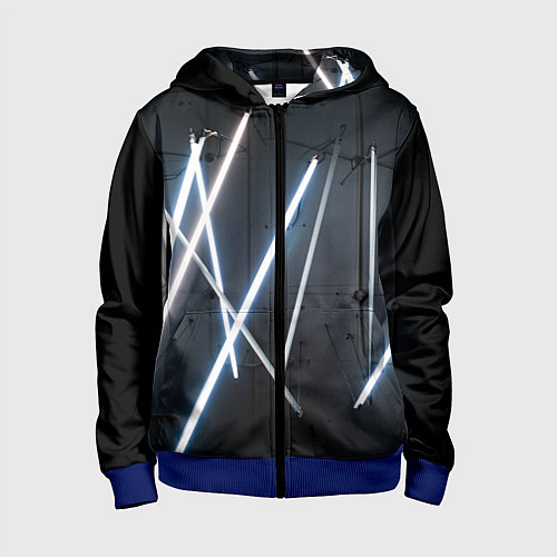 Детская толстовка на молнии Неоновые лампы во тьме - Голубой / 3D-Синий – фото 1