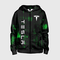 Детская толстовка на молнии Tesla Зеленые точки