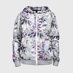 Толстовка на молнии детская Цветы Серый Букет, цвет: 3D-меланж