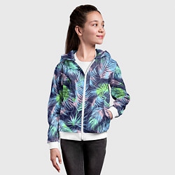 Толстовка на молнии детская Разноцветные Листья Пальм, цвет: 3D-белый — фото 2