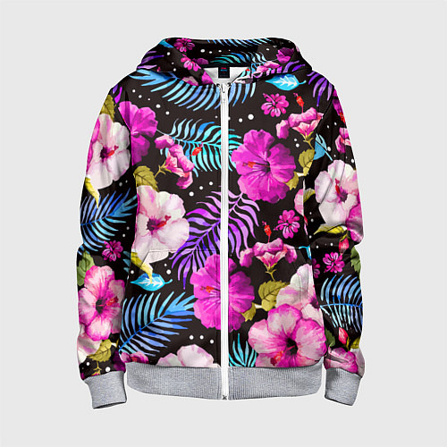 Детская толстовка на молнии Floral pattern Summer night Fashion trend / 3D-Меланж – фото 1