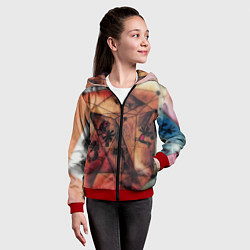 Толстовка на молнии детская Птицы в клетке, цвет: 3D-красный — фото 2