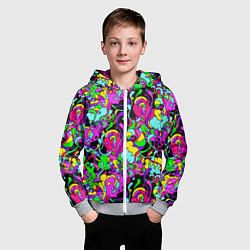 Толстовка на молнии детская Щупальца и слизь, цвет: 3D-меланж — фото 2
