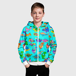 Толстовка на молнии детская PREHISTORIC DINOSAURS, цвет: 3D-белый — фото 2