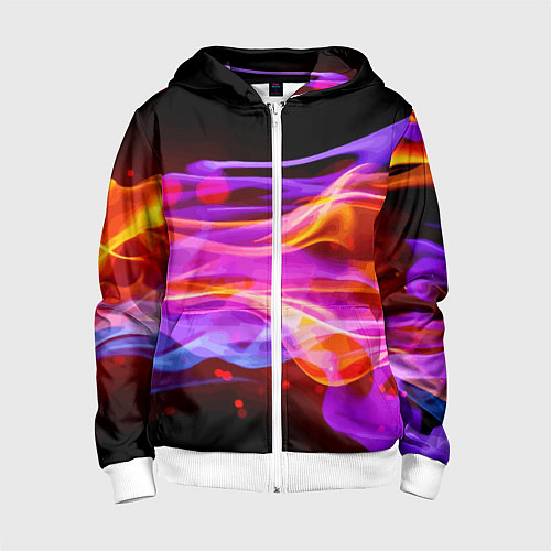 Детская толстовка на молнии Abstract colorful waves / 3D-Белый – фото 1