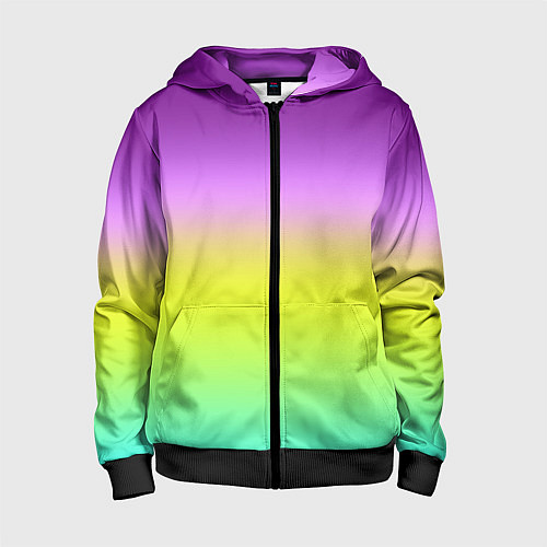 Детская толстовка на молнии Multicolored Ombre gradient / 3D-Черный – фото 1