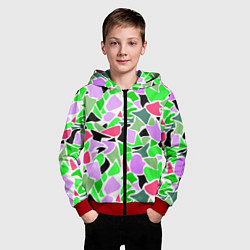 Толстовка на молнии детская Abstract pattern green pink spots, цвет: 3D-красный — фото 2
