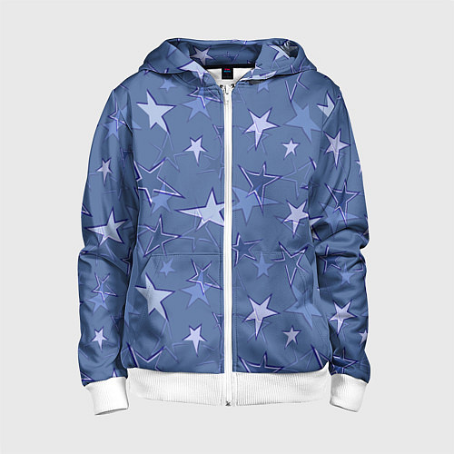 Детская толстовка на молнии Gray-Blue Star Pattern / 3D-Белый – фото 1