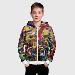 Толстовка на молнии детская Смелые экспрессивные мазки краски, цвет: 3D-белый — фото 2
