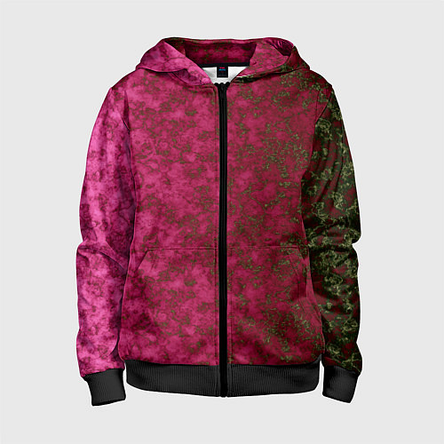 Детская толстовка на молнии Мраморная красная текстура камня red marble / 3D-Черный – фото 1