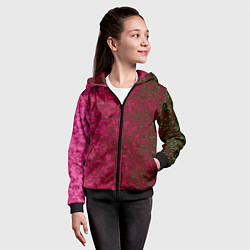 Толстовка на молнии детская Мраморная красная текстура камня red marble, цвет: 3D-черный — фото 2